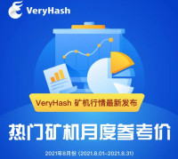 VeryHash八月矿机行情发布|矿工收入降低