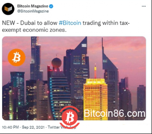 迪拜允许在免税经济区内进行比特币交易